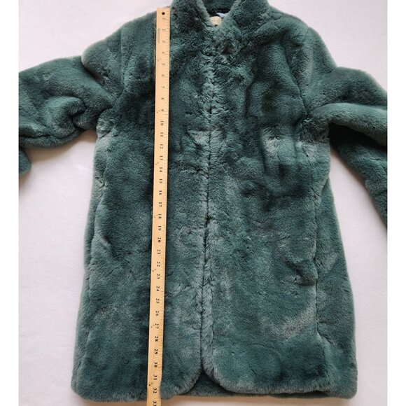 Lovestitch Electric Feel Pine Green Faux Fur Coat Soft Cozy Warm Winter Medium - Picture 11 of 13